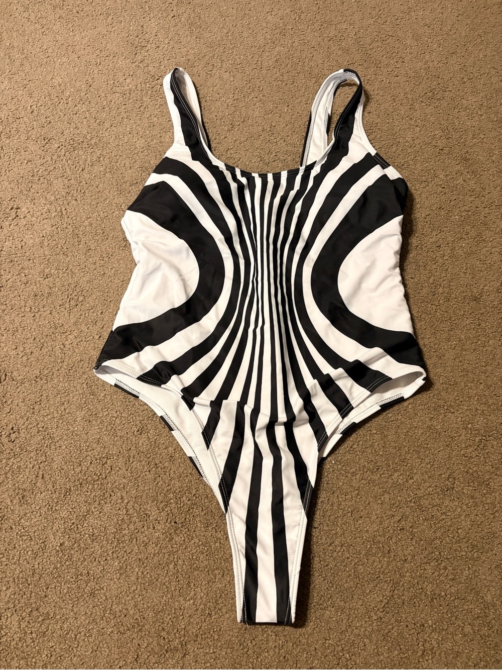 Black & White Striped Kids One-Piece Swimsuit